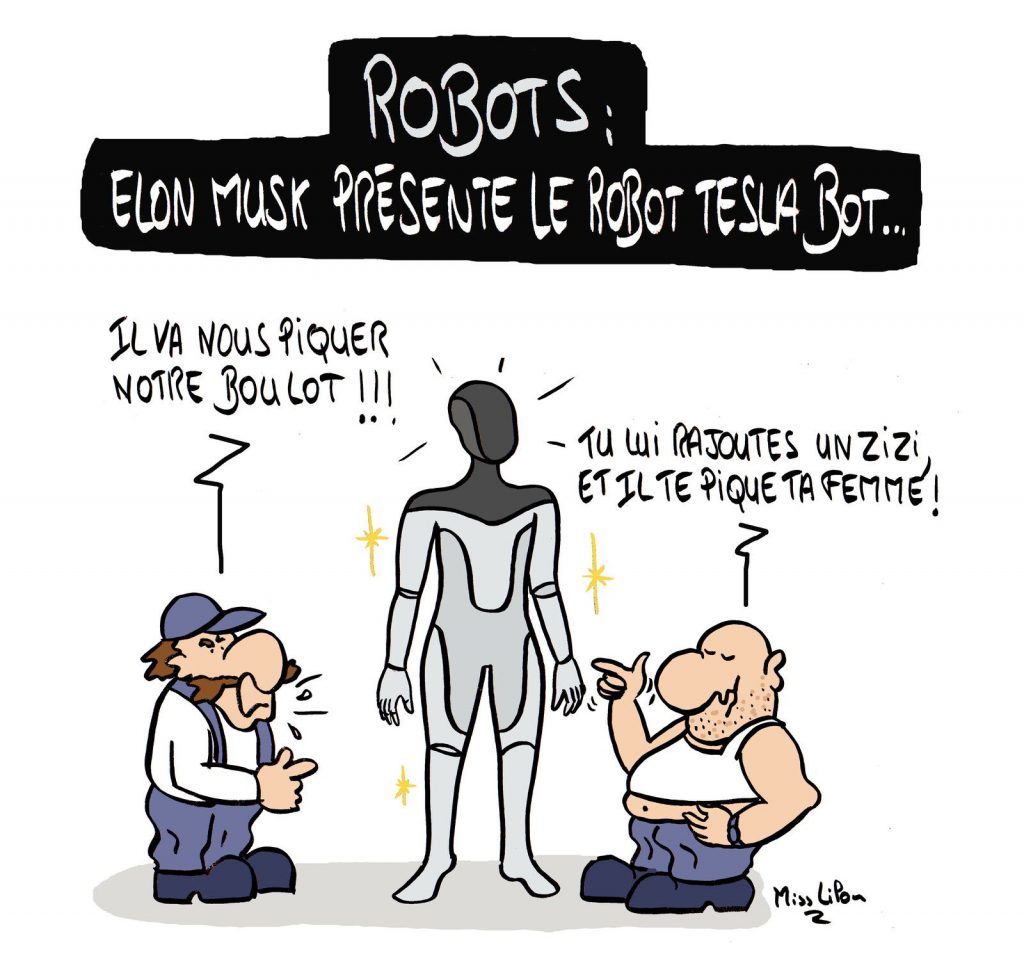 dessin presse humour Elon Musk image drôle robot Tesla Bot