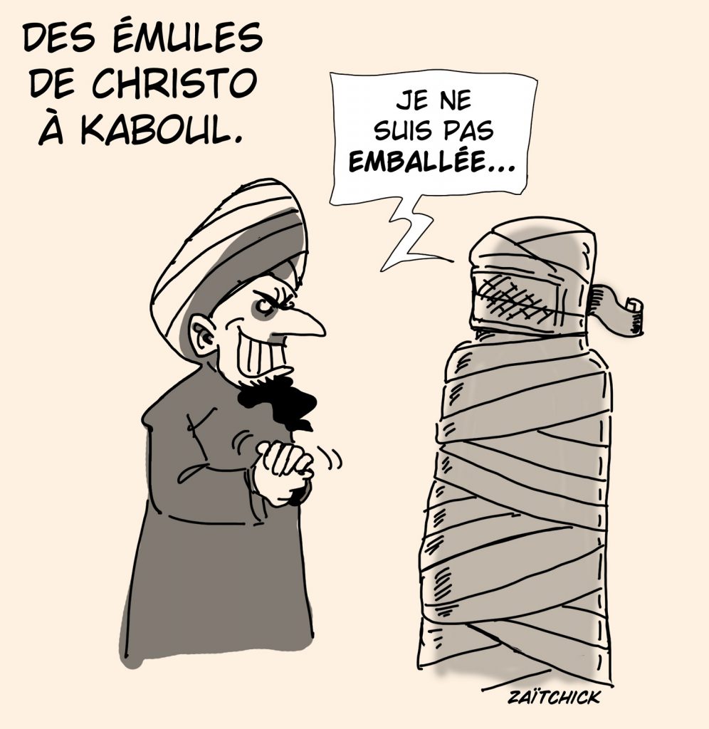 dessin presse humour Afghanistan burqa image drôle Christo Arc de Triomphe