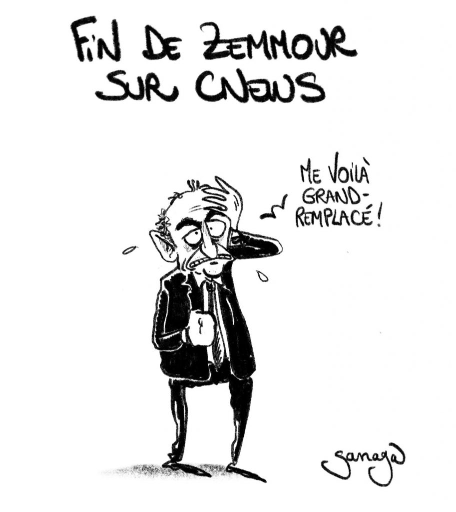 dessin presse humour Éric Zemmour Cnews image drôle grand remplacement