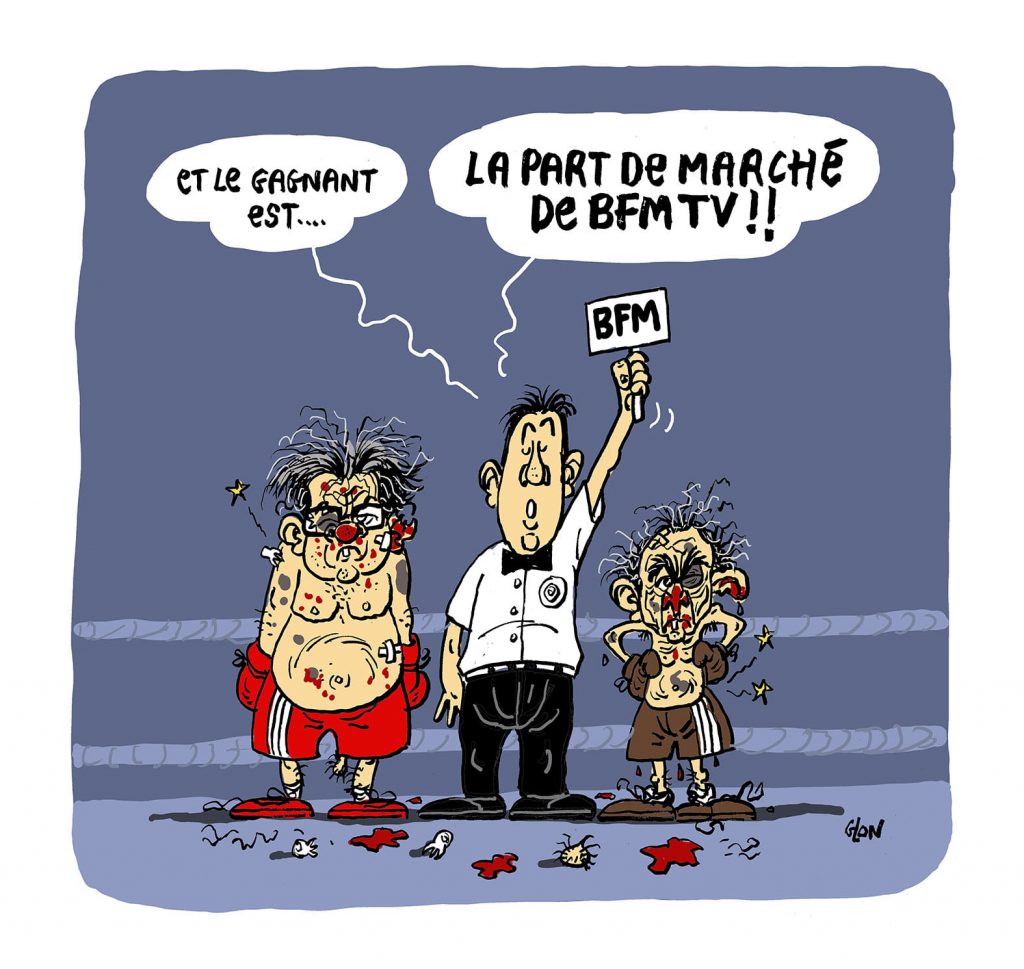 dessin presse humour Éric Zemmour débat image drôle Jean-Luc Mélenchon BFMTV