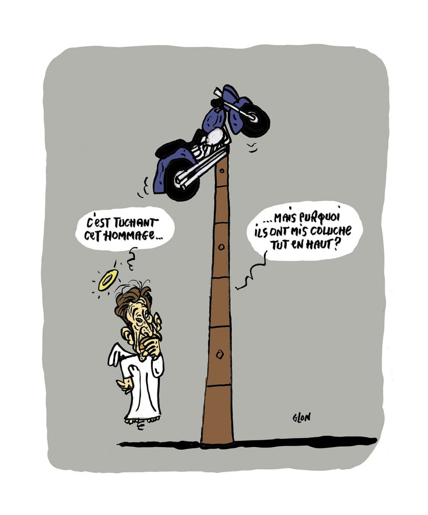 dessin presse humour Johnny Hallyday image drôle statue hommage