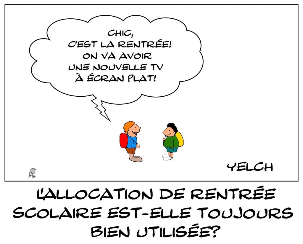 dessins humour allocation rentrée scolaire image drôle TV écran plat