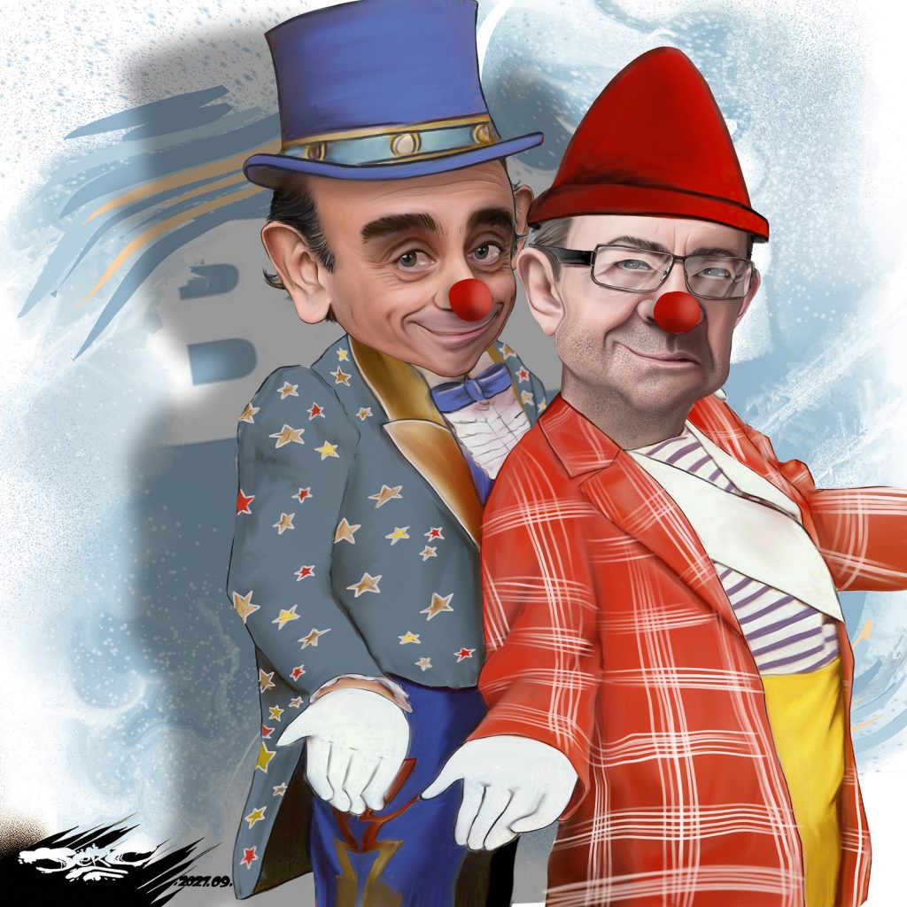 dessin presse humour Éric Zemmour débat image drôle Jean-Luc Mélenchon