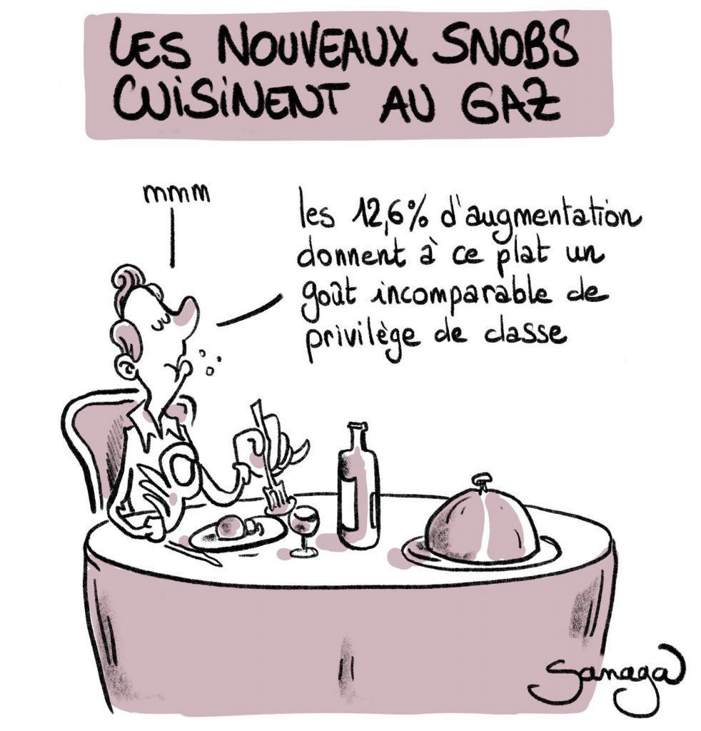 dessin presse humour augmentation prix gaz image drôle snobisme cuisine