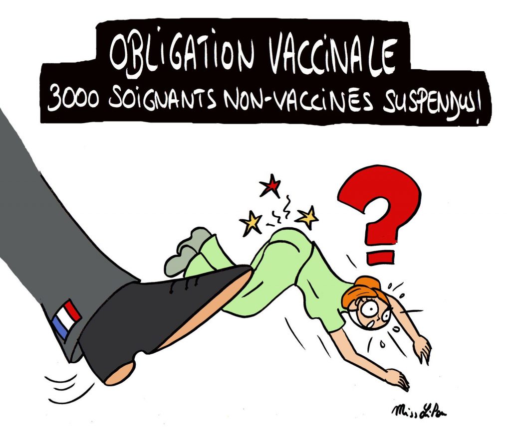 dessin presse humour obligation vaccinale image drôle suspension soignants