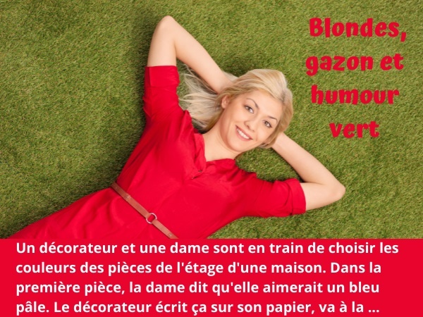 blague décorateur, blague gazon, blague herbe, blague vert, blague décoration, blague blonde, humour drôle