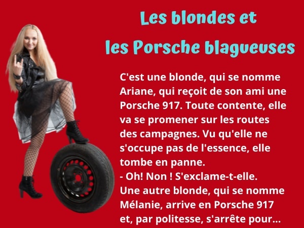 blague Porsche 917, blague moteur, blague vol, blague coffre, blague capot, blague rechange, humour drôle