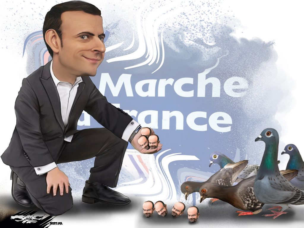 dessin presse humour Emmanuel Macron image drôle électeurs droite