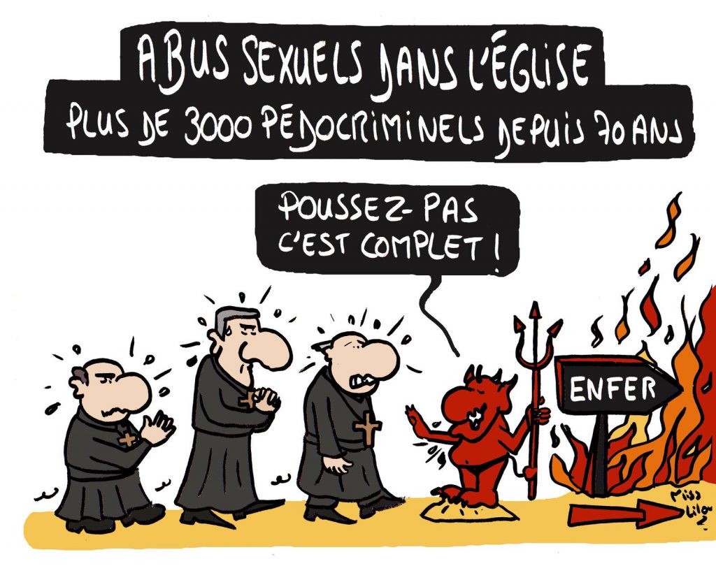 dessin presse humour rapport Sauvé image drôle pédophilie église