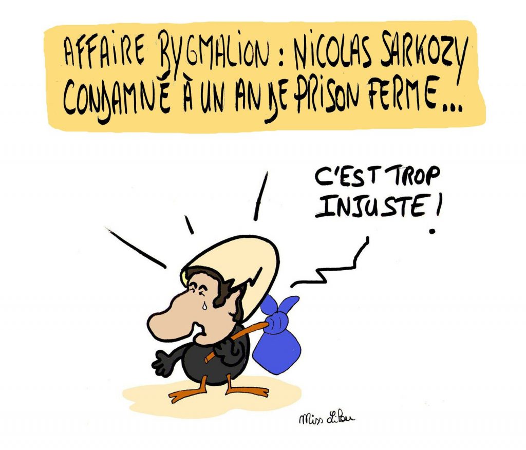 dessin presse humour Nicolas Sarkozy Bygmalion image drôle condamnation prison ferme