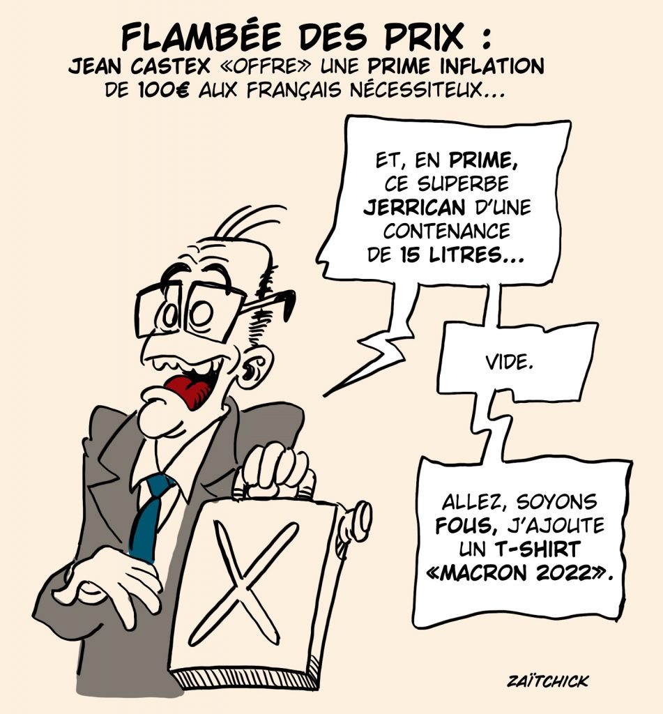dessin presse humour Jean Castex image drôle indemnité inflation