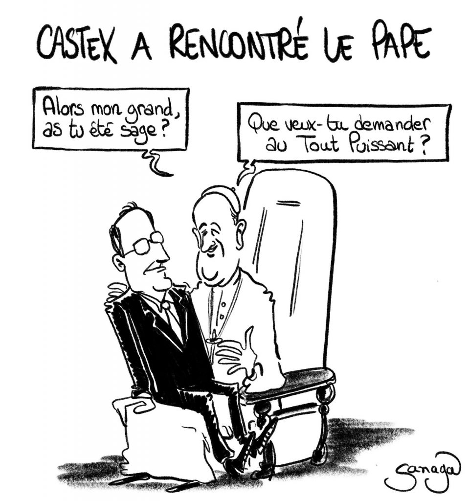 dessin presse humour Jean Castex image drôle visite Pape