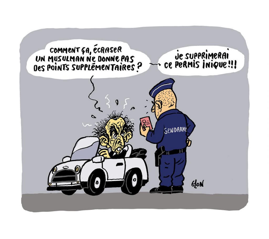 dessin presse humour Éric Zemmour musulman image drôle suppression permis à points