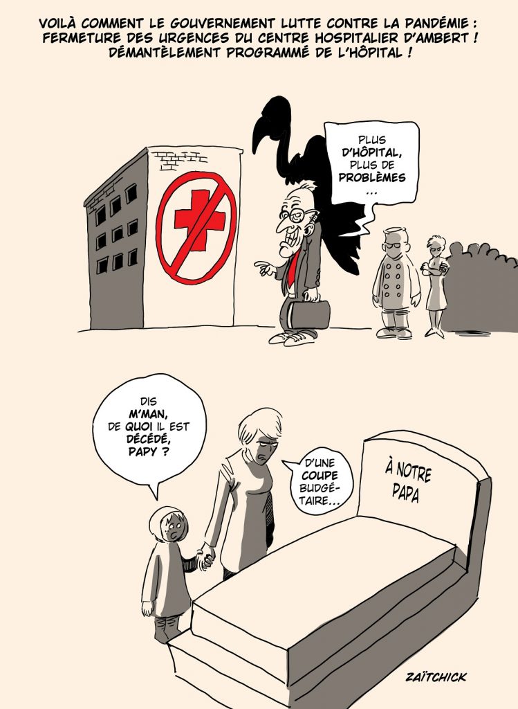 dessin presse humour hôpital public image drôle fermeture urgences Ambert
