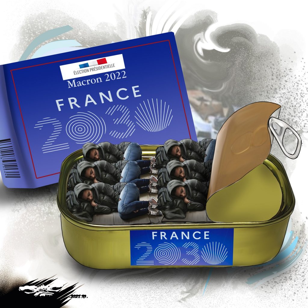 dessin presse humour Emmanuel Macron image drôle France 2030 pauvreté