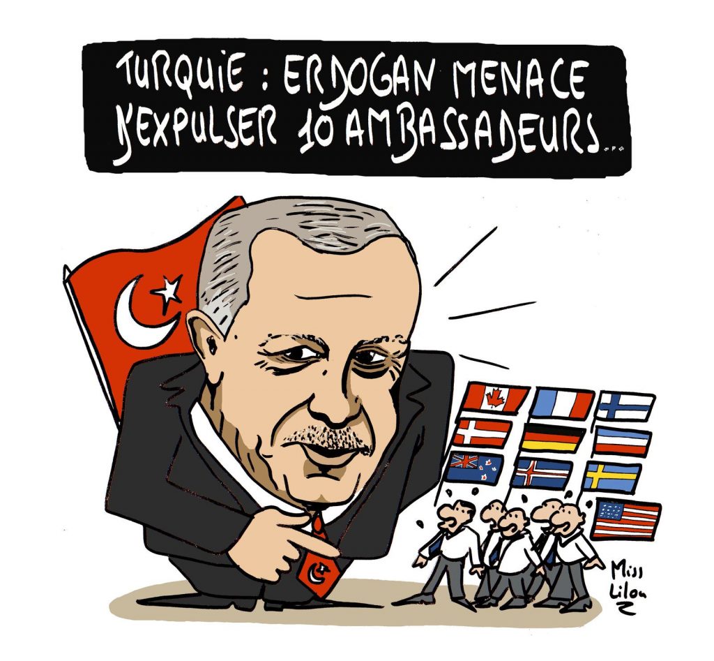 dessins humour Recep Tayyip Erdogan image drôle menace expulsion ambassadeurs