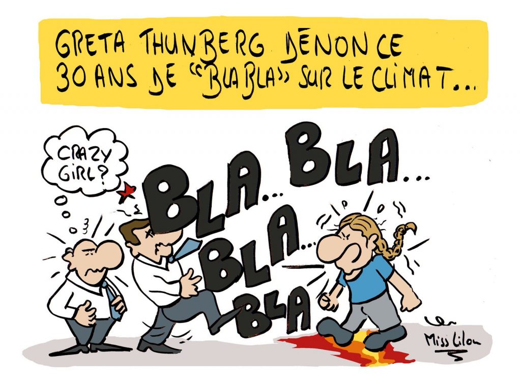 dessin presse humour Greta Thunberg image drôle blabla climat