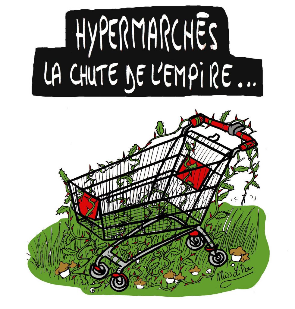 dessin presse humour grande distribution image drôle chute hypermarchés