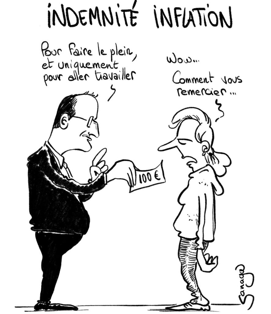 dessin presse humour Jean Castex image drôle indemnité inflation chèque