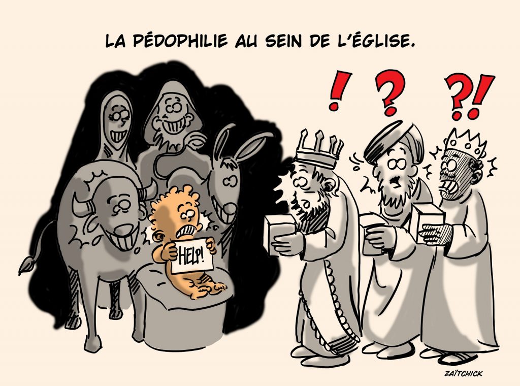 dessin presse humour rapport Sauvé image drôle pédophilie église Jésus-Christ Rois mages