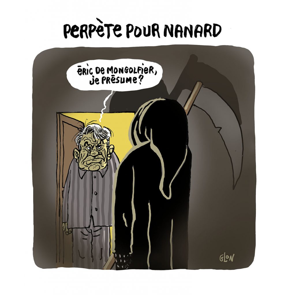 dessin presse humour décès Bernard Tapie image drôle Éric de Montgolfier