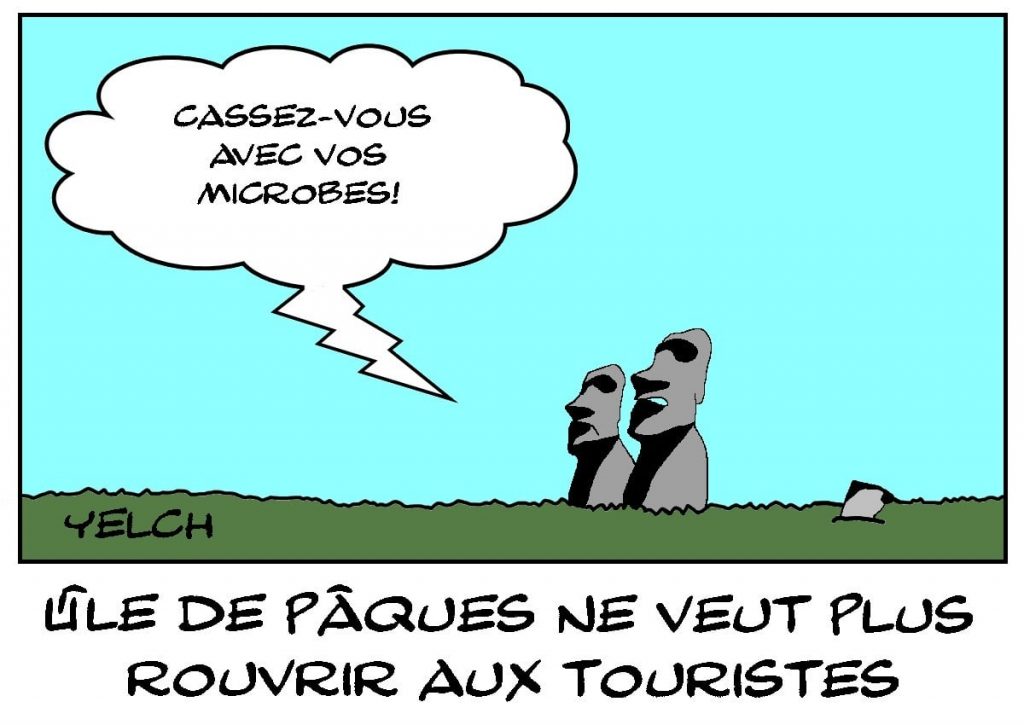 dessins humour tourisme image drôle île Pâques