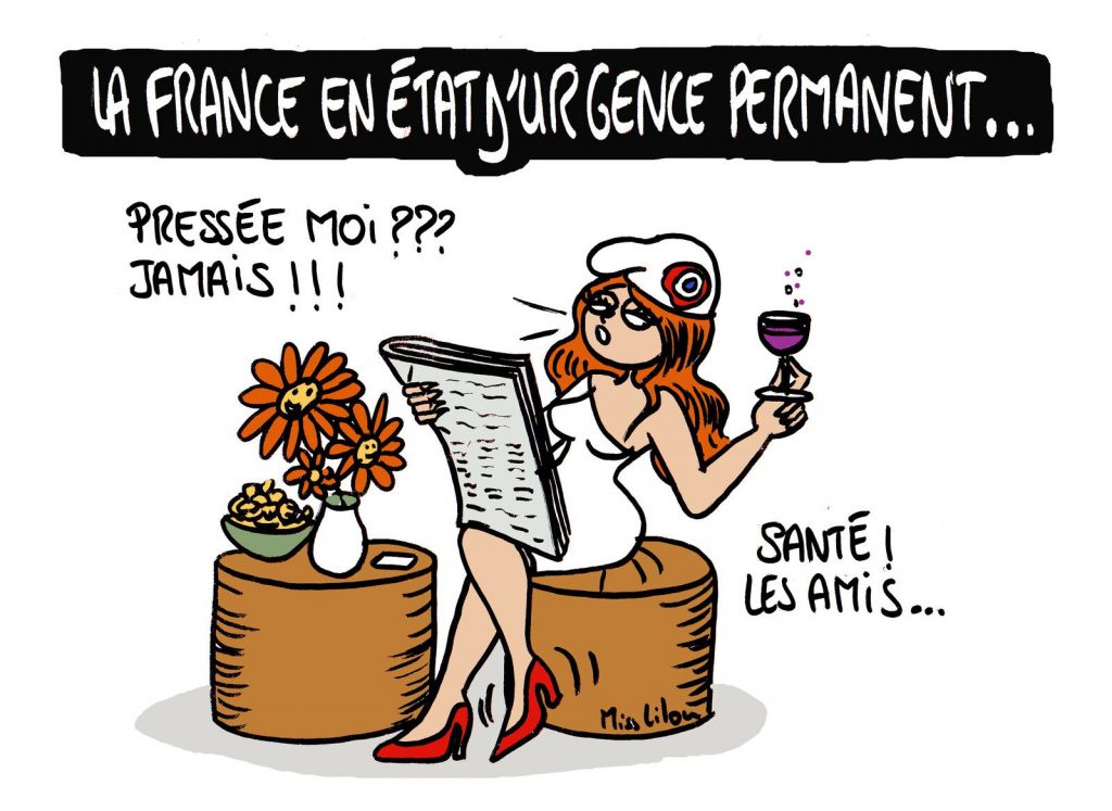 dessin presse humour coronavirus France image drôle état d’urgence