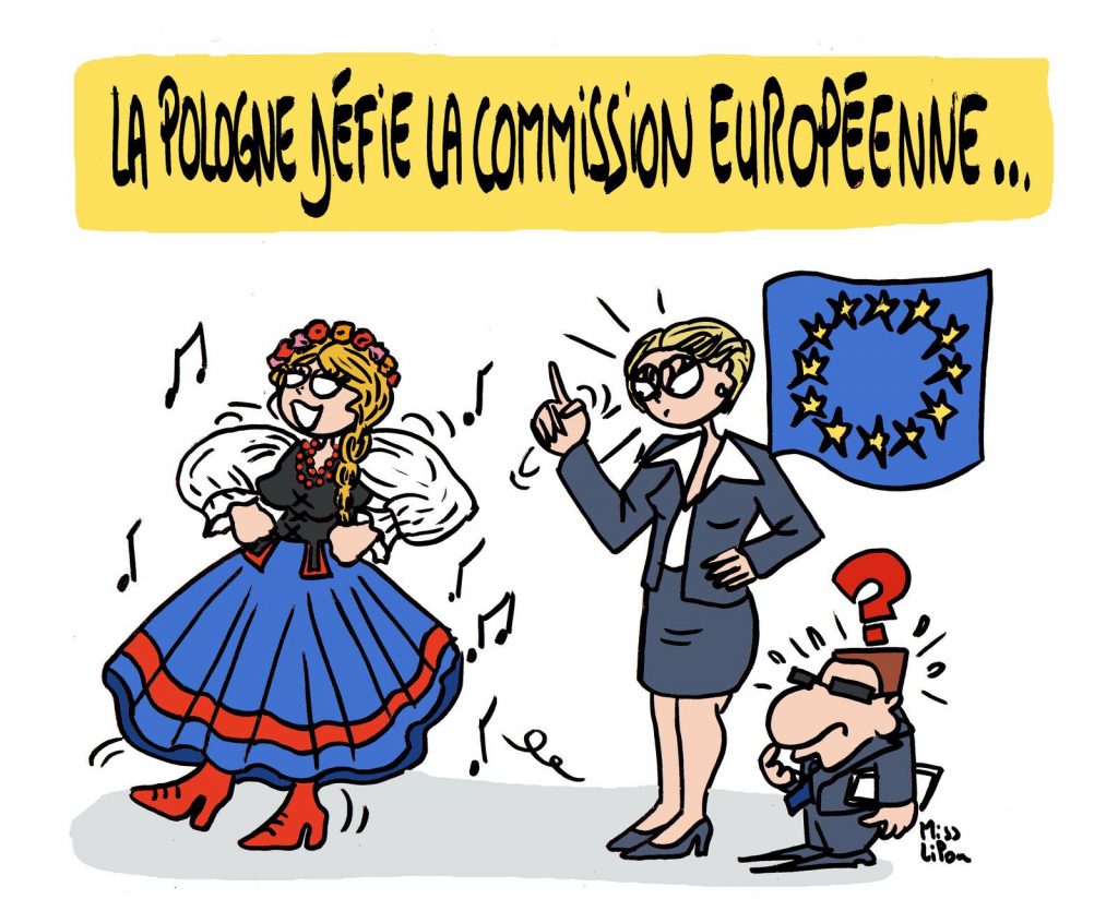 dessin presse humour Pologne défi image drôle Commission Européenne