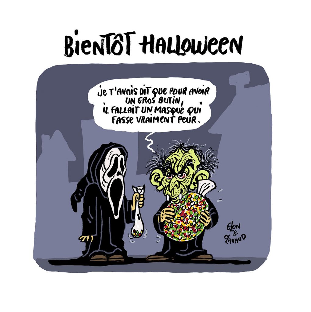 dessin presse humour Éric Zemmour image drôle masque Halloween