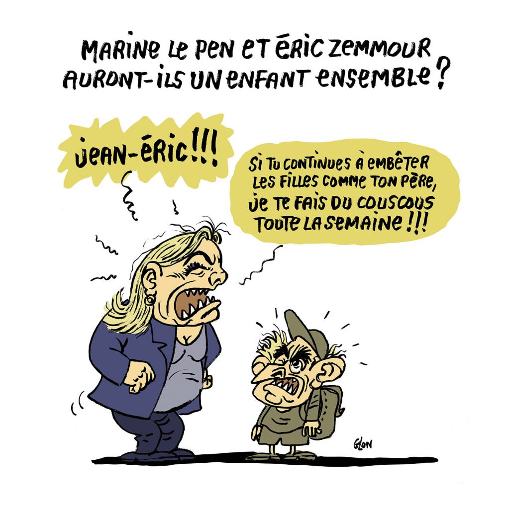 dessin presse humour Éric Zemmour image drôle Marine Le Pen