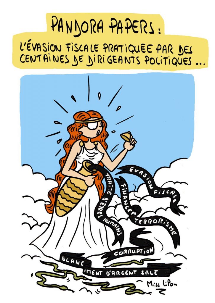 dessin presse humour Pandora Papers image drôle scandale évasion fiscale