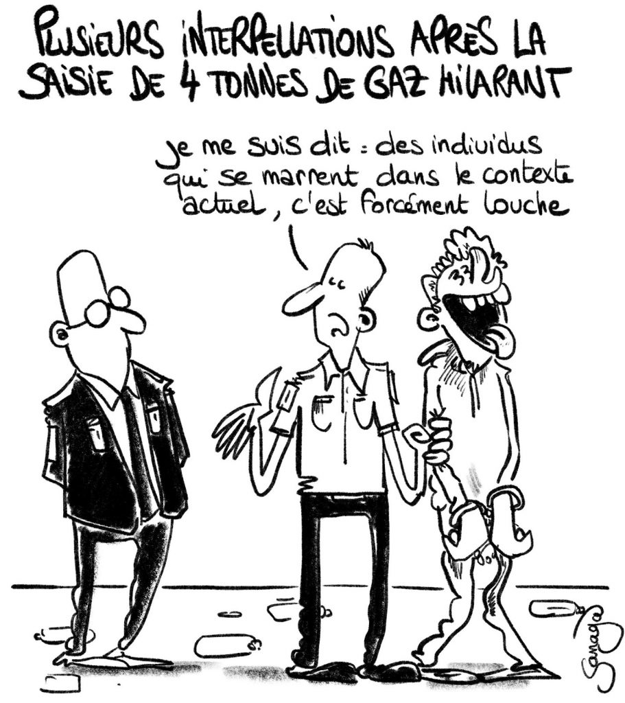 dessin presse humour gaz hilarant image drôle Villeurbanne saisie interpellation