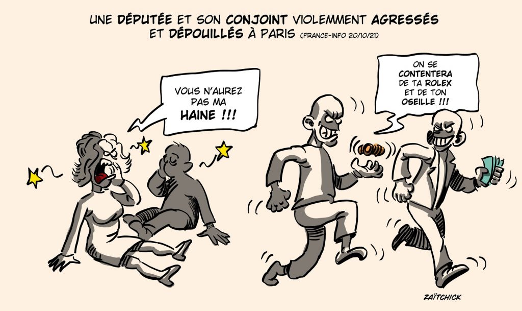 dessin presse humour agression violente députée image drôle Coralie Dubost Paris