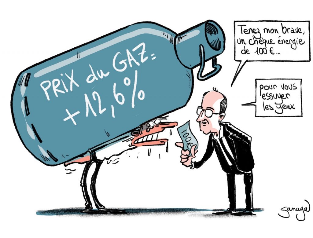 dessin presse humour augmentation prix gaz image drôle Jean Castex chèque énergie