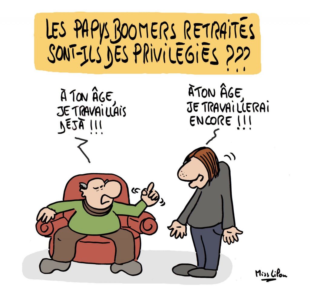 dessin presse humour papy-boomers retraite image drôle privilège