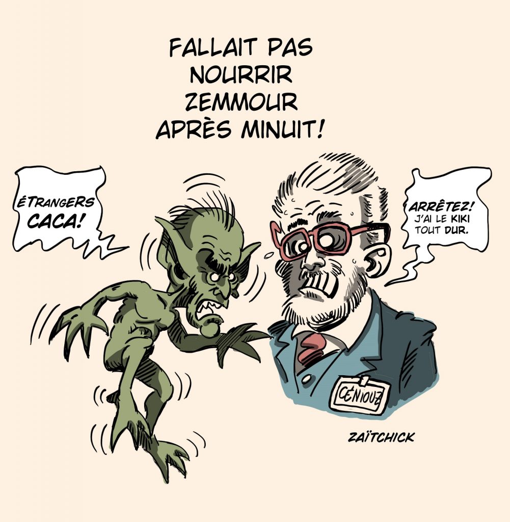 dessin presse humour Éric Zemmour image drôle Pascal Praud Halloween