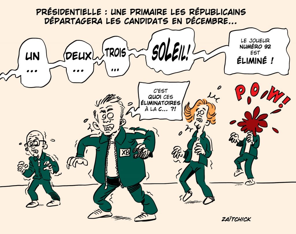 dessin presse humour Squid Game image drôle primaire Les Républicains