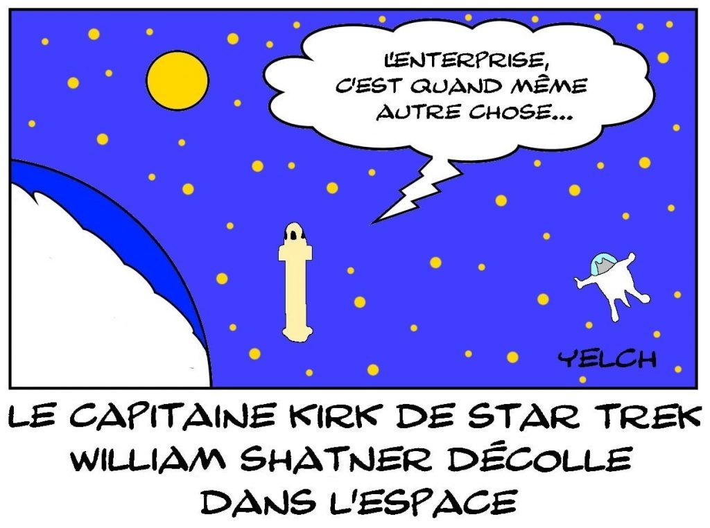 dessins humour Star Trek Capitaine Kirk image drôle voyage spatial Blue Origin
