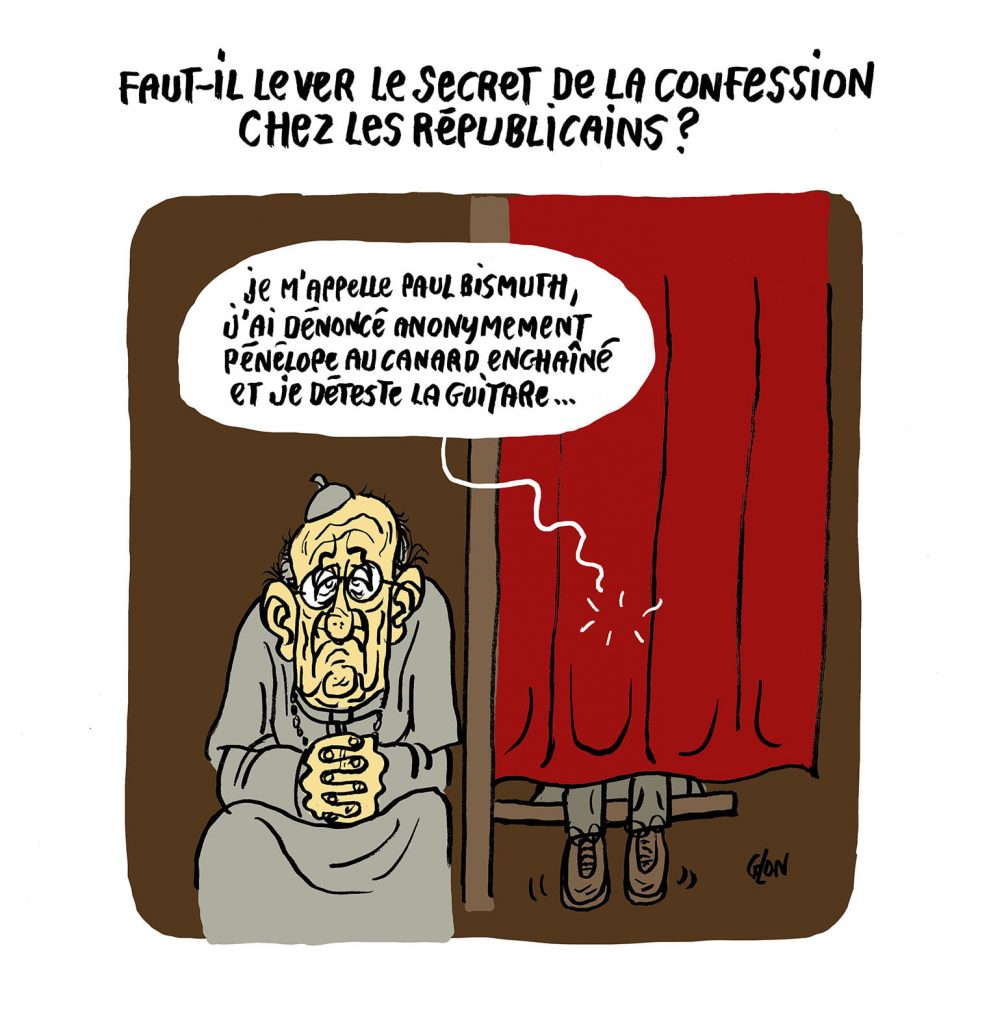 dessin presse humour Républicain secret confession image drôle Nicolas Sarkozy dénonciation