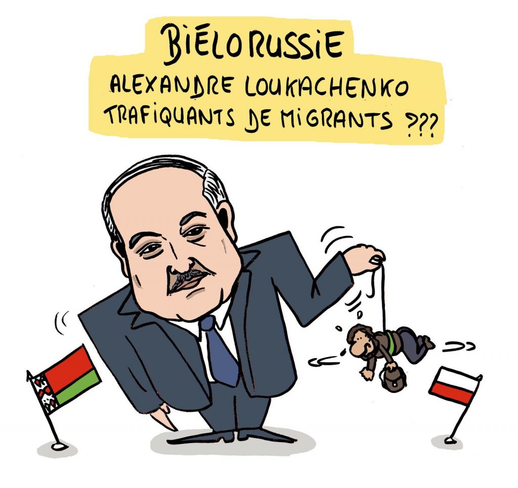dessin presse humour Alexandre Loukachenko image drôle migrants frontière Pologne