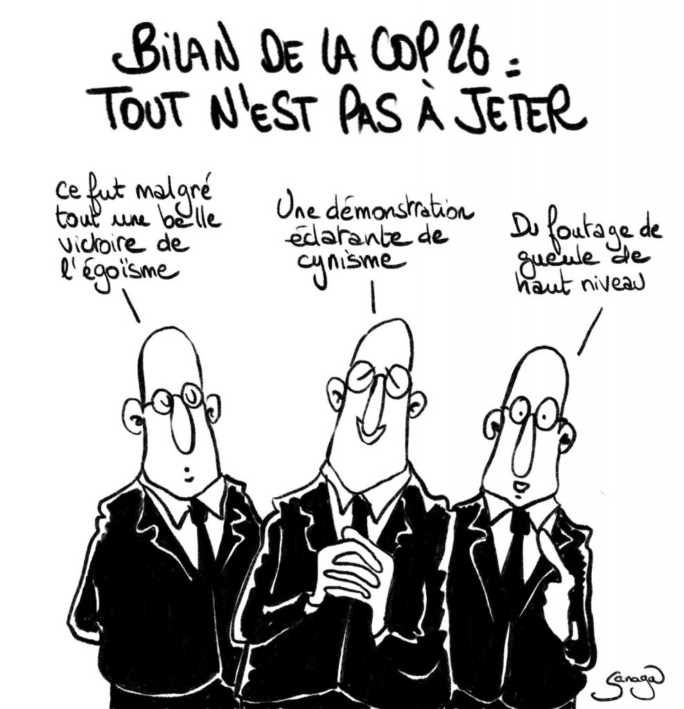 dessin presse humour COP26 climat écologie image drôle bilan égoïsme cynisme