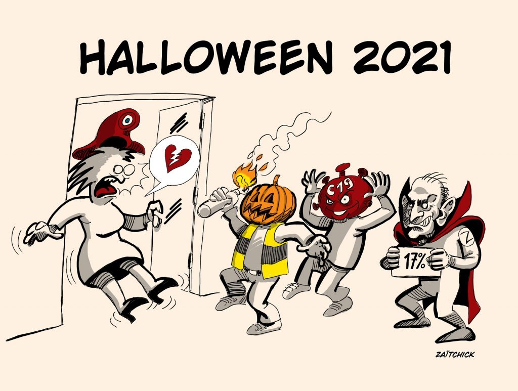 dessin presse humour Halloween terreur image drôle Éric Zemmour gilets jaunes coronavirus