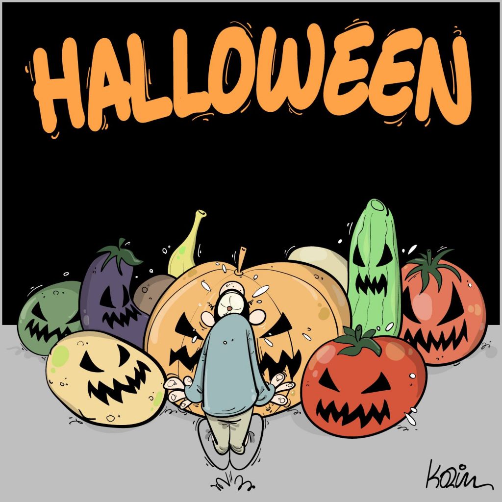 dessin presse humour Halloween inflation image drôle fruits légumes