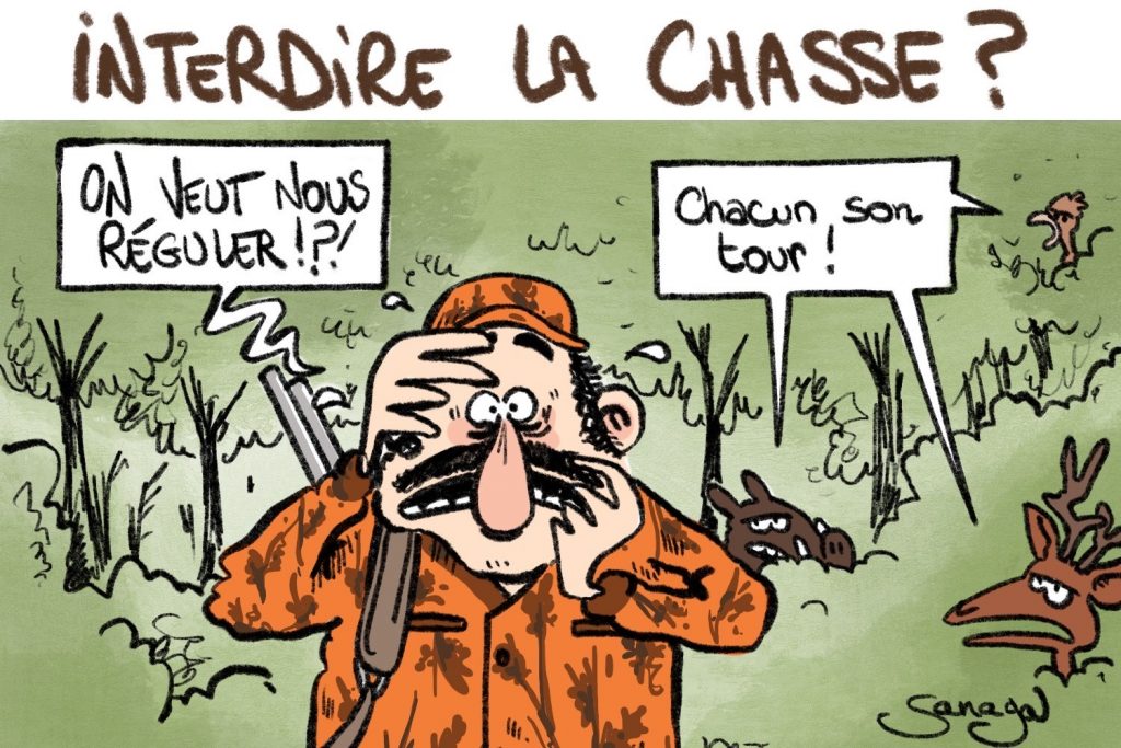 dessin presse humour interdiction chasse image drôle régulation chasseur