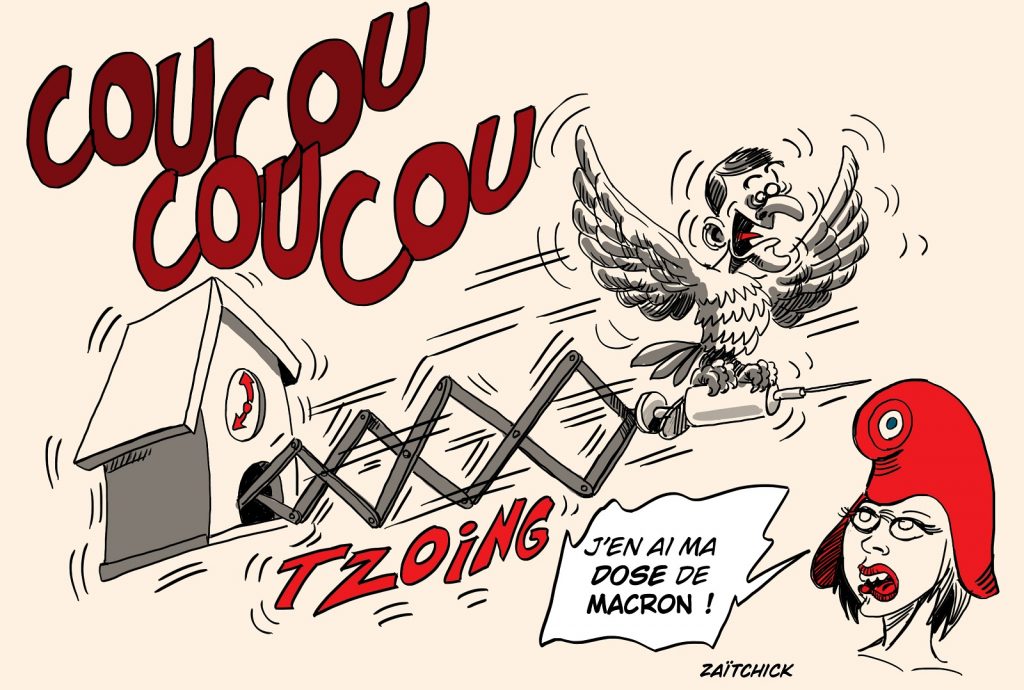 dessin presse humour Emmanuel Macron image drôle discours allocution télévision