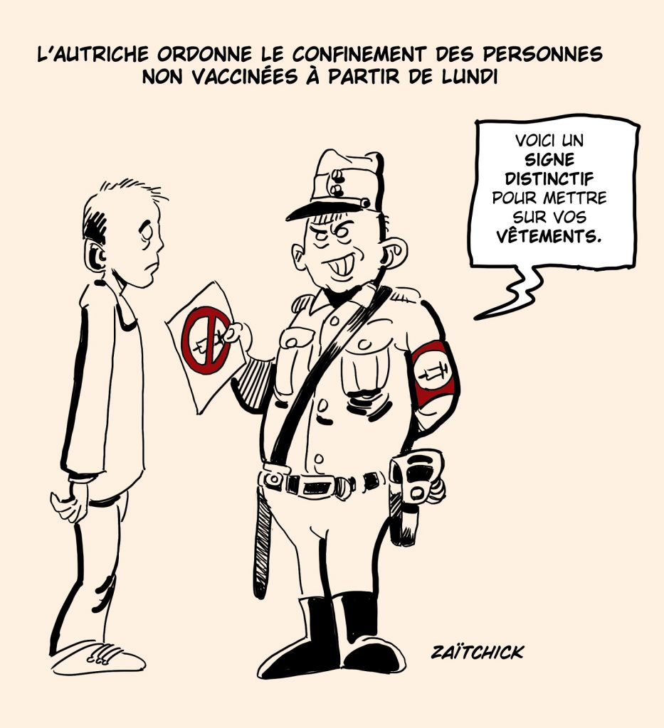 dessin presse humour coronavirus Autriche image drôle confinement non-vaccinés