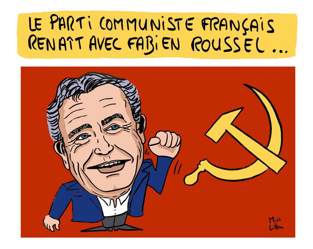 dessin presse humour Fabien Roussel parti communiste image drôle coronavirus brevet Pfizer