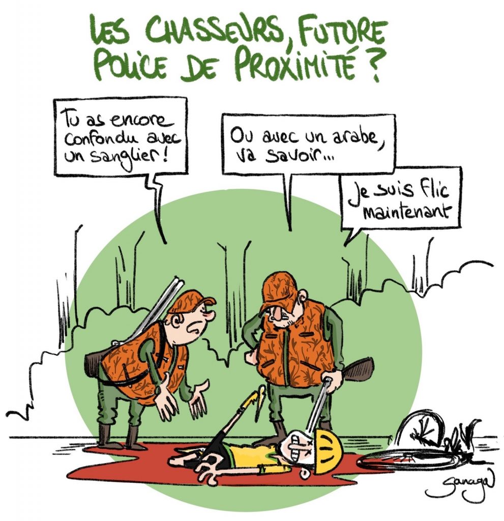 dessin presse humour Willy Schraen chasseur image drôle police proximité