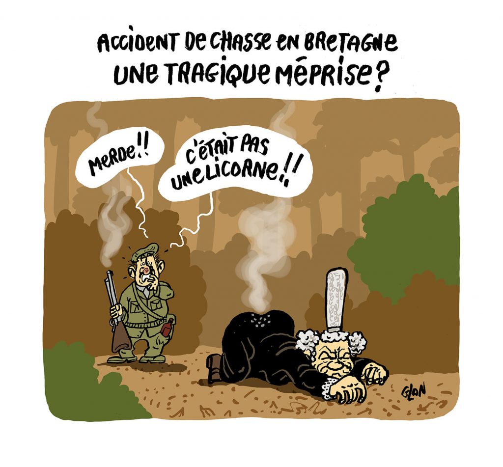 dessin presse humour accident chasse image drôle Rennes Bretagne