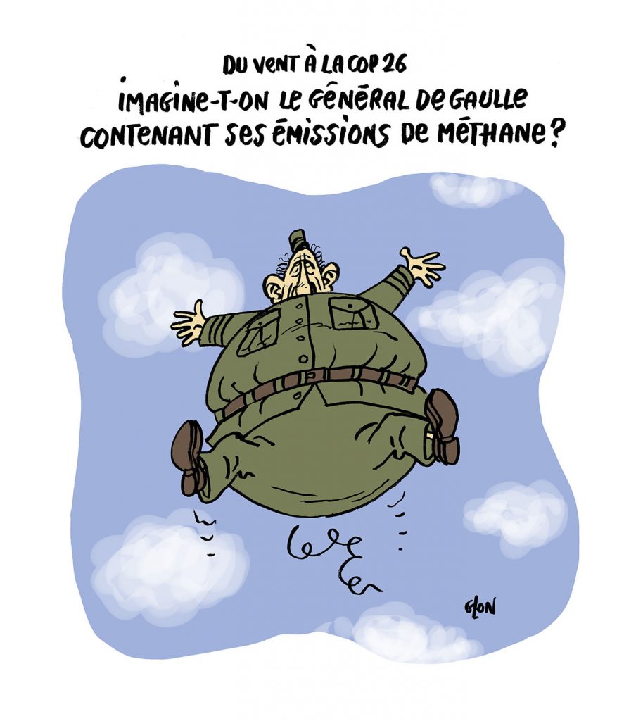 dessin presse humour COP26 vent image drôle général de Gaulle méthane